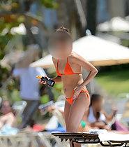Girl in an orange bikini