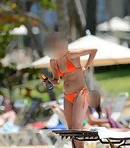 Girl in an orange bikini