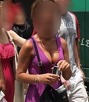 Milf with big tits in sexy dress