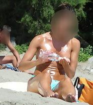 Amazing topless girl on beach