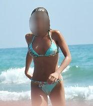 Amazing topless girl on beach
