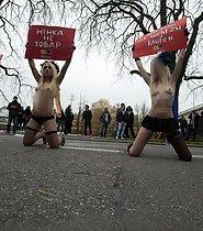 Naked protesting girls