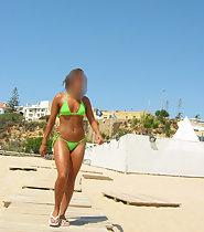 Curvy girl in fluorescent bikini