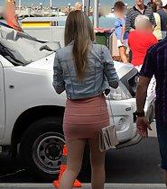 Sweet teen girl in sexy miniskirt