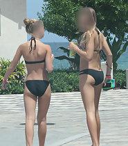 Beach girls spotting the voyeur