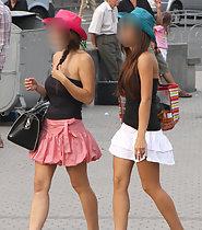 Friends in short skirts