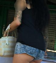 Hot tattooed bitch in shorts