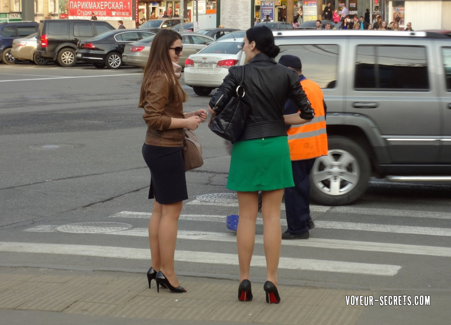 Hot women in skirts on the street