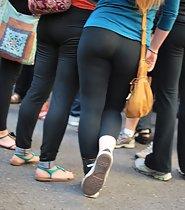 Creepshots of ass in black leggings