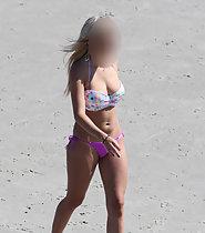 Hot blonde girl on a beach