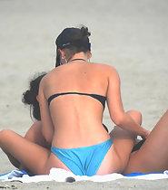 Horny teen lesbians surprised by beach voyeur