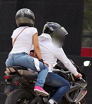 Teen girl on a motorcycle