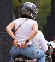 Teen girl on a motorcycle