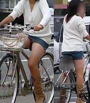 Upskirts on bicycles