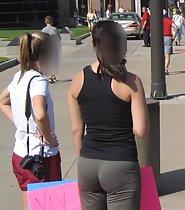 Yoga chick bends over