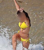 Girl in a yellow bikini
