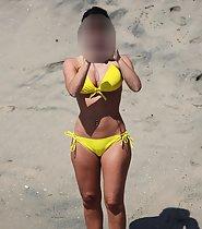 Girl in a yellow bikini