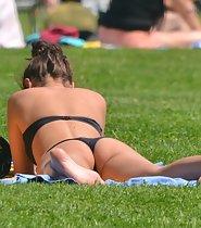 Hottie sunbathing on the grass