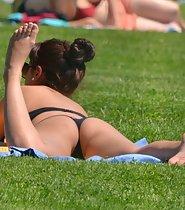 Hottie sunbathing on the grass