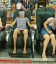 Chinese women on massage chairs