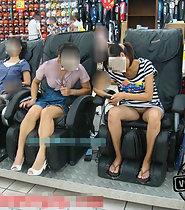 Chinese women on massage chairs