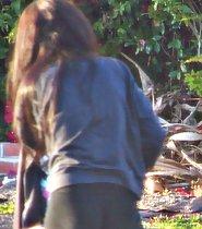 Young ass in tight black leggings