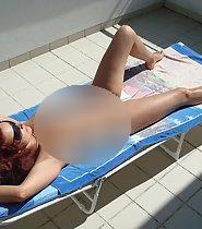 Wife tanning naked