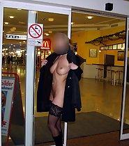Exhibitionist woman shows off