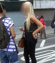 Perfect blond chav girl on street