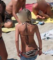 Ass crack of beautiful teen girl at beach