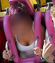 Hot milf on a roller coaster