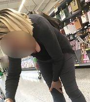 Big tits in supermarket