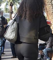 Curly girl got a nice big ass in tights
