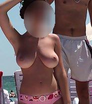 Huge topless boobs