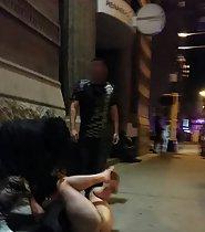 Drunk girl misbehaves on street