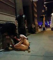 Drunk girl misbehaves on street