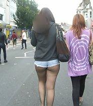 Teen in shorts and pantyhose