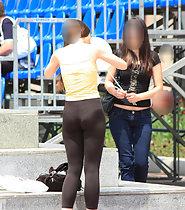 Youthful girl in tights