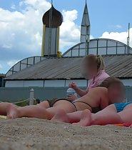 Smoking hot teen on beach