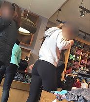 Sexy girl in tights caught while shopping