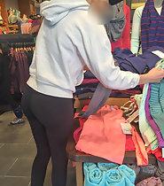 Sexy girl in tights caught while shopping