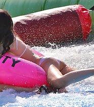 Hot babe in water park