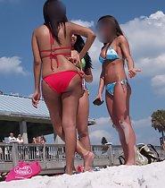 Spying on many beach girls