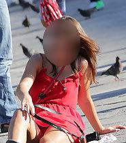 Sexy upskirt of relaxed teenage girl
