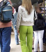 Sensational ass in fluorescent green tights