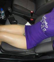 Mini skirt in a car