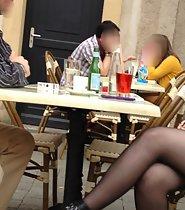 Sexy legs in a coffee bar