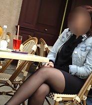 Sexy legs in a coffee bar