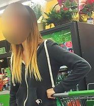 Darling with fantastic ass in supermarket