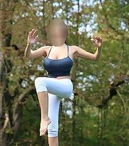 Yoga babe with big boobs